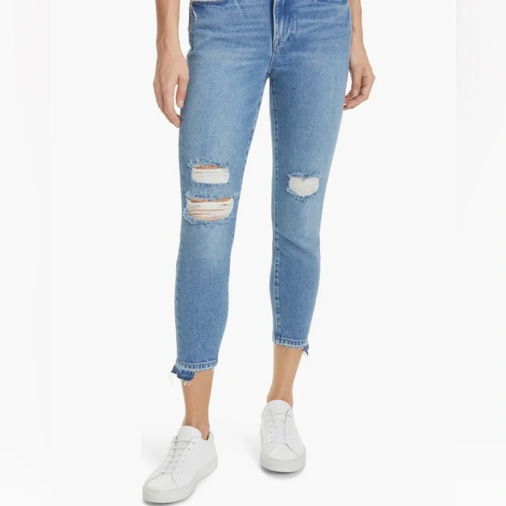 FRAME Le High Skinny Crop Jeans, Clarin, Rips Size 27 - Picture 1 of 16